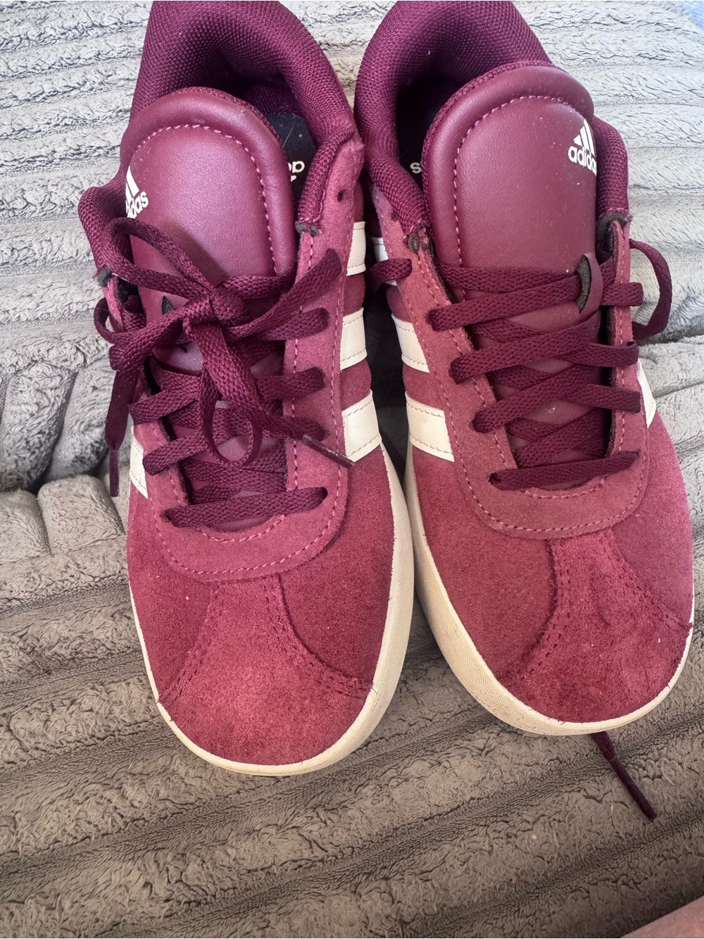 adidas Kids Burgundy and White Sneakers